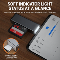 Lecteur de carte TF portable de type C, adaptateur OTG en alliage d'aluminium USB 2.0 pour smartphone, tablette, appareil photo, transfert de fichiers