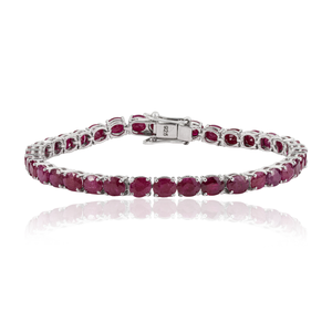 Trendy 925 Sterling Silver Oval Cut 100% Genuine <b>Ruby</b> July Birthstone Fine Tennis <b>Bracelet</b> For Women's - Product Image 1