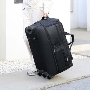 Waterproof Nylon Light Weight <b>Trolley</b> Travel Duffel Bag Wheels Zipper Closure Large Capacity Rolling Luggage for Outdoor Storage - Product Image 5