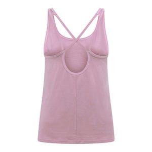 Women's Purple Scoop Neck Tank <b>Top</b> With <b>Cross</b> Back Design Breathable Knitted Sporty Fit Solid Color Workout Wear - Product Image 5