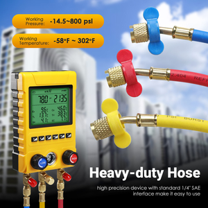 Professional 3-in-1 Digital HVAC Manifold Gauge -14.5~800PSI Pressure Vacuum Leak <b>Tester</b> for 88 Refrigerants, Backlight LCD - Product Image 6