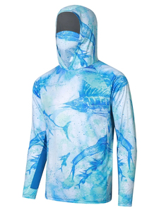 Chemise de pêche personnalisée imprimée par sublimation pour hommes, manches longues, protection UV UPF 50, séchage rapide, respirante, en polyester, avec capuche - Product Image 4
