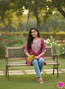 Trendy Slub Cotton <b>Tunic</b> <b>Top</b> With Multi Color Embroidered Work Knee Length Casual Wear For India Pakistan Style <b>Short</b> Kurtis - Product Image 2