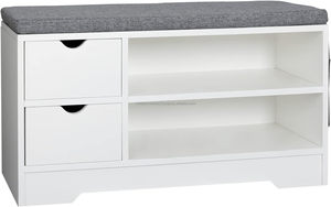 Proveedor a granel Banco de zapatos con estante de cojín con 2 cajones Banco de almacenamiento Banco de estante de entrada para entrada - Product Image 2