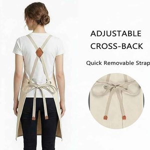 ผ้ากันเปื้อนครัวลายโลโก้แบบกำหนดเอง ผ้ากันเปื้อนเชฟกันน้ำ ผ้าฝ้าย ปรับสายได้ มีกระเป๋า ขายส่งจำนวนมาก - Product Image 4