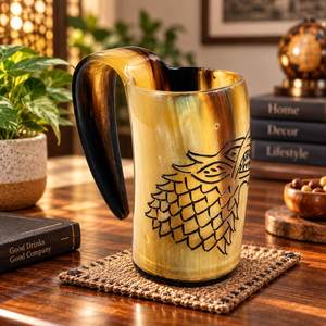 Chope à bière en bois avec poignée sculptée à la main motif dragon – Nouveauté originale pour les fêtes - Product Image 2