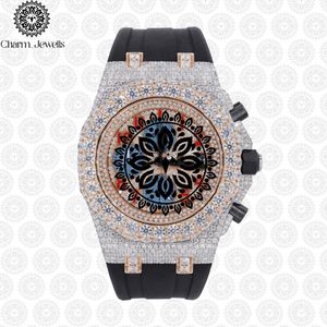 Charm_Jewells Luxury Stainless Steel Watch Polygon Case 43mm Analog Quartz Sapphire Crystal <b>Chronograph</b> Men Fashion - Product Image 1