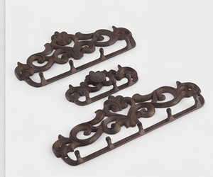 Vintage Cast Iron Wall <b>Hook</b> With Floral Design 4 <b>Hooks</b> Rust Resistant Metal Towel Rack <b>For</b> Home Decor Stylish Storage Solution - Product Image 6