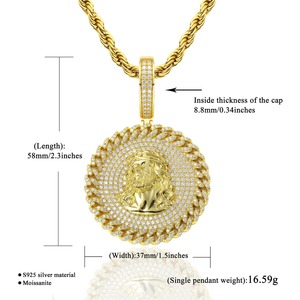 Splendid Gift - Pendentif Hip-Hop Personnalisé de Haute Qualité en Argent 925, entièrement serti de Moissanite, Collier Pendentif Jésus - Product Image 2