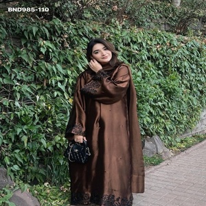 New Variety Designer Satin Mul-Chanderi with Embroidered Readymade Bell-Sleeve <b>Kaftan</b>-Pant & Dupatta Set Supplier from Surat - Product Image 1