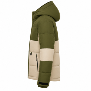 Chaqueta Acolchada con Capucha para Hombre, Diseño Color Block, Cortavientos, de Poliéster, para Invierno, Estilo Casual con Cierre de Cremallera y Bolsillos - Product Image 2