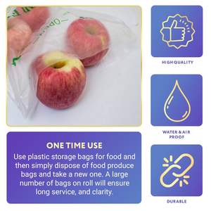 800 pièces sacs de stockage des aliments jetables rouleau grand sac d'épicerie en plastique rouleau 12X17 Poly pour la nourriture pain produire des sacs en plastique nourriture - Product Image 4