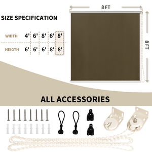 8 X 8 Walnut HDPE Spliced Roller <b>Shutter</b> for Canopy Gazebo or Pergola - Product Image 3