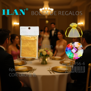 Sacchetti Regalo in Organza Ilan 9x12 Cm 6 Pezzi Colore Oro per Matrimoni e Feste - Product Image 3