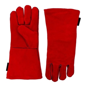 Guantes de Soldadura Rojos de Piel de Vacuno, Resistentes a la Abrasión, Suaves y Cómodos, Protección para las Manos, Guantes de Construcción - Product Image 5
