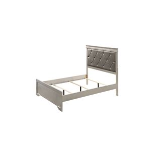 Letto Moderno Matrimoniale con Testiera in Legno Rivestita in PU Effetto Coccodrillo, 1 Pezzo, Finitura Beige Champagne, Letto Giovanile con Dettagli in Cristallo - Product Image 4
