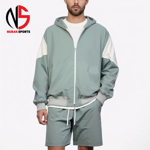 Conjunto Deportivo Personalizable de Dos Piezas, Chaqueta Cortavientos de Satén y Pantalones Cortos, Estilo Casual, con Parches de Nailon, para Invierno, Montaña y Actividades al Aire Libre - Product Image 5