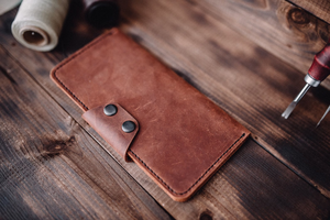 Custom Genuine Leather Short Button Closure RFID Blocking High Quality Men's Business <b>Card</b> <b>Holder</b> <b>Wallet</b> Vintage - Product Image 2