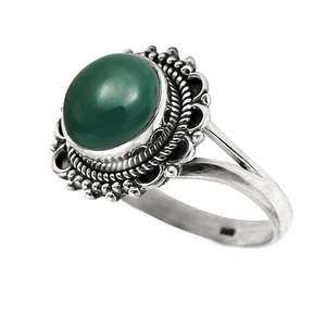 Handmade 925 Sterling <b>Silver</b> Gemstone <b>Ring</b> Featuring Brilliant Round Cut Green Onyx Gemstone <b>Ring</b> Bezel <b>Set</b> Boho Jewelry - Product Image 1