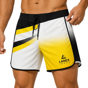 Custom Black White Yellow Men’s <b>Surf</b> Board Shorts Quick Dry Swim Trunks Sublimation Printed Beach Water Sports Shorts OEM ODM - Product Image 2