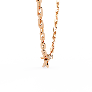 10K 14K 18K Rose Gold Rectangular Link Chain for Modern Women <b>Statement</b> Diamond Jewelery Collection Handcuff Diamond <b>Necklace</b> - Product Image 2