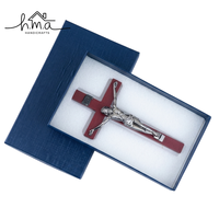 Croix murale en acier inoxydable Art Déco, crucifix de Jésus fait main avec incrustation en bois, décoration religieuse chrétienne à suspendre pour église, maison, prière