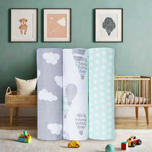 100% Organic Muslin Cotton Swaddle <b>Blankets</b> with Custom Printed Solid Color Single Layer GOTS Certified Muslin Gauze Swaddle - Product Image 6