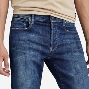 Jeans de Mezclilla para Hombre, Corte Slim Fit, Pierna Recta, Lavado Oscuro, Cintura Media, Algodón, Estilo Casual Otoñal - Product Image 4