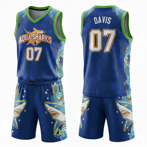 Ensemble d'uniformes de basketball unisexe en polyester à col en V pour adultes, avec ourlet évasé, maillot et short personnalisés par sublimation, vêtements de sport d'équipe respirants - Product Image 2