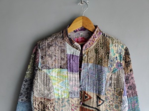 Quilted <b>Patchwork</b> <b>Jacket</b> Women's Mandarin Collar Full Sleeve Cotton Autumn Style Regular Length Button Closure gift for her - Product Image 2
