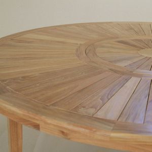 Teak Solid Wood Round Dining Table with Turntable Outdoor 8-Person Capacity - Product Image 2