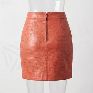 Jupe crayon mini en similicuir pour femme, taille haute, motif crocodile embossé, avec fente latérale, style sexy, à porter toute l'année - Product Image 2