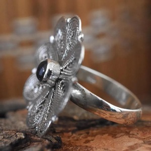 925 Sterling Silver Amethyst Flower <b>Statement</b> <b>Ring</b> Natural Purple Gemstone Anniversary Gift - Product Image 4