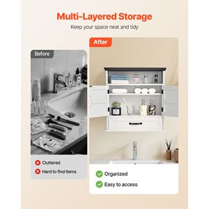 Adjustable Shelf Bathroom <b>Wall</b> Cabinet 2-Door Toilet <b>Storage</b> Medicine Organizer <b>Hanging</b> <b>Wall</b> Mounted <b>Wall</b> <b>Storage</b> - Product Image 3
