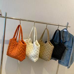 2026 Trendy Nylon Puffer Tote <b>Bag</b> for Women <b>Large</b> Quilted Shoulder <b>Bag</b> Zipper Closure Embroidery All Seasons Work Travel Tote - Product Image 5