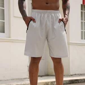 Shorts de sport décontractés personnalisés pour hommes en toile, à compression, pour l'entraînement, la course et le basketball, avec braguette zippée, imprimé central, respirant et à séchage rapide - Product Image 5