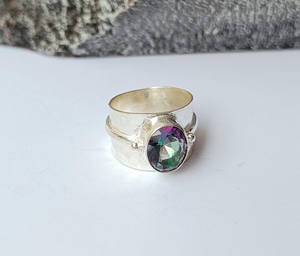 Anillo de Topacio Místico, Anillo de Plata con Topacio Místico, Anillo de Plata de Ley 925, Regalo de Aniversario, Boda, Cumpleaños para Ella - Product Image 5