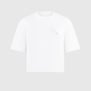 T-shirt en jersey de coton blanc pour homme, manches courtes, col rond, coupe classique, couleur unie, avec poche - Product Image 4
