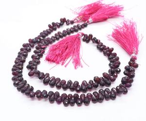 Perles de grenat rhodolite naturel facettées en forme de goutte 4x6 MM, perles de pierres précieuses grenat rose, perles en forme de goutte à coupe latérale de 10 pouces pour bijoux - Product Image 3
