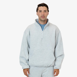 Sweat-shirt à demi-zip en polaire pour homme, de bonne qualité, avec broderie personnalisée, fermeture éclair, coton et polyester, manches longues, avec capuche. - Product Image 2