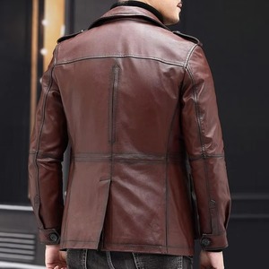 Veste en cuir pour homme au design unique, best-seller, fabriquée avec soin, coupe ajustée, élégante, pour l'hiver - Product Image 3