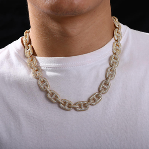 Iced Mariner Link Cuban Chain <b>Necklace</b> | VVS1 D Color Moissanite Hip Hop Style | 14K Gold 925 Silver Luxury <b>Statement</b> <b>Necklace</b> - Product Image 1