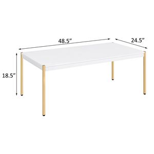 Tavolino da Caffè Rettangolare Bianco e Oro - Product Image 5