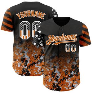 Camiseta de Béisbol Personalizada con Bandera de EE. UU. en Negro, Camuflaje Blanco-Púrpura Degradado, Estrellas y Rayas, Dos Tonos, Auténtica, 100% - Product Image 4