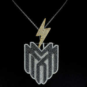 Hip Hop Jewelry Iced Out Black diamond Logo Pendant Double Layer Diamond <b>Tester</b> approved VVS Moissanite Luxury Custom Pendant - Product Image 5