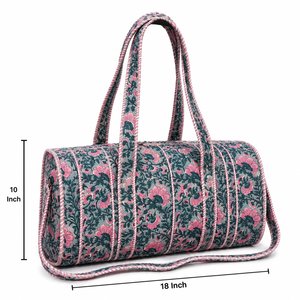 Bolsa de Lona a Rayas con Forma de Barril, Correa Cruzada, Cierre de Cremallera, Gran Capacidad, 18x10 Pulgadas, Unisex, Estilo Casual para Viaje - Product Image 1