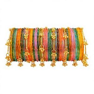 Ensemble de bracelets Jhumki multicolores dorés tendance et très prisés, style cachemire, pour mariages et fêtes, prix de gros premium, artisanat en résine - Product Image 2