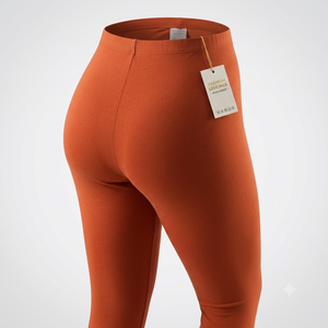 Leggings de fitness tricotés orange taille mi-haute pour femme, respirants, antibactériens, décontractés, longueur cheville, couleur unie, pour l'automne - Product Image 5