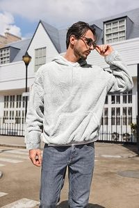 Men's Sherpa Fleece <b>Hoodie</b> Winter Warm <b>Teddy</b> Pullover Sweatshirt Custom Men's <b>Teddy</b> Fleece <b>Hoodie</b> <b>Oversized</b> Sherpa Sweatshirt - Product Image 3