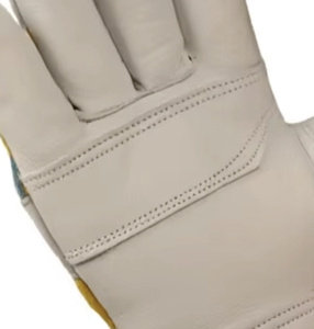 Gants de travail en cuir avec manchette de sécurité rayée jaune, antidérapants, lisses, 11 oz, sans latex, gants de sécurité polyvalents - Product Image 2